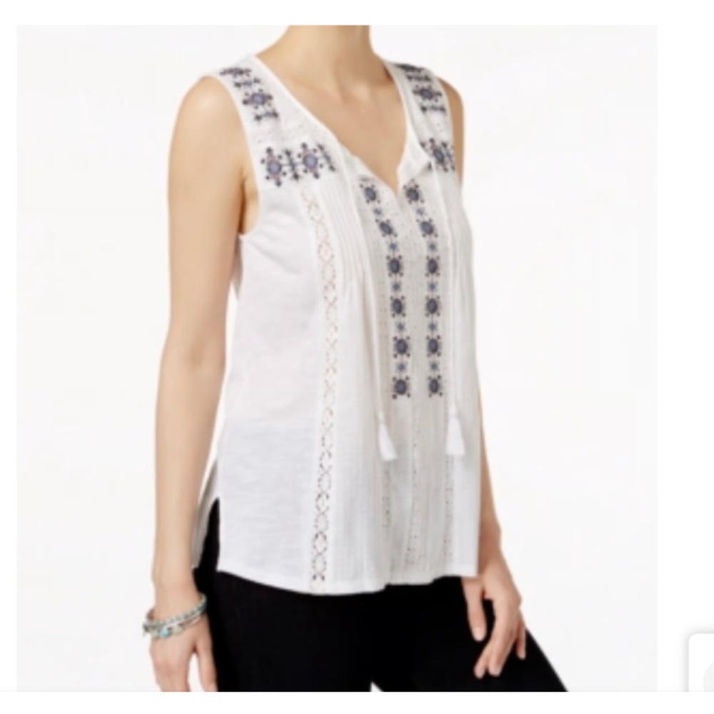 Lucky Brand Embroidered Swing Tank